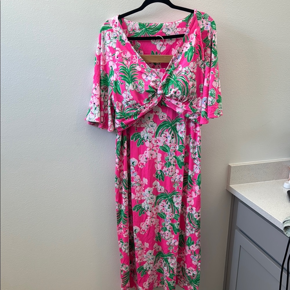Lilly Pulitzer Pink and Green Floral Two Piece Set